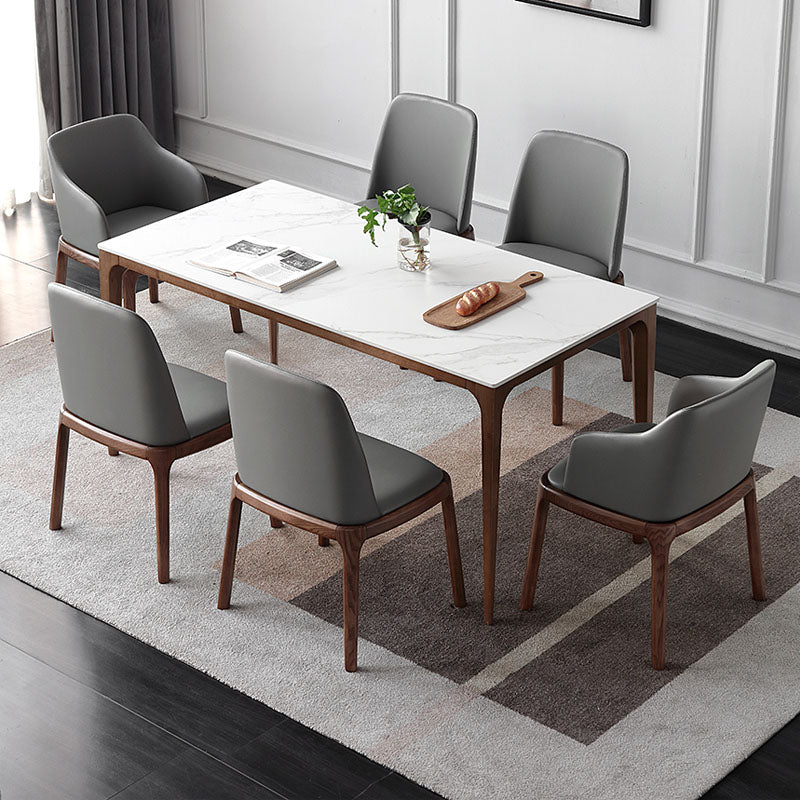 Minimalist 1/4/5/7 Pieces Sintered Stone Dining Room Set Dining Chairs Set for Kitchen 7 Pieces: Table, 4 Grey+2 Dark Grey Chairs Clearhalo 'Dining Room Sets' 'Dining Tables & Seating' 'dining_room_set' 'furn' 'furn_dining_room_set' 'Furniture' 'furniture_dining_room_set' 'Kitchen & Dining Furniture' 'kitchen&dining_furn' 'kitchen' 4612305