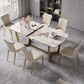 Glam 1/4/5/7 Pieces Rectangle Dining Table Set with Sintered Stone Scalable Dinette Set Clearhalo 'Dining Room Sets' 'Dining Tables & Seating' 'dining_room_set' 'furn' 'furn_dining_room_set' 'Furniture' 'furniture_dining_room_set' 'Kitchen & Dining Furniture' 'kitchen&dining_furn' 'kitchen' 4612336