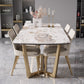 Glam 1/4/5/7 Pieces Rectangle Dining Table Set with Sintered Stone Scalable Dinette Set 5 Pieces: Table, 4 Chairs Clearhalo 'Dining Room Sets' 'Dining Tables & Seating' 'dining_room_set' 'furn' 'furn_dining_room_set' 'Furniture' 'furniture_dining_room_set' 'Kitchen & Dining Furniture' 'kitchen&dining_furn' 'kitchen' 4612339