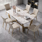 Glam 1/4/5/7 Pieces Rectangle Dining Table Set with Sintered Stone Scalable Dinette Set 7 Pieces: Table, 6 Chairs Clearhalo 'Dining Room Sets' 'Dining Tables & Seating' 'dining_room_set' 'furn' 'furn_dining_room_set' 'Furniture' 'furniture_dining_room_set' 'Kitchen & Dining Furniture' 'kitchen&dining_furn' 'kitchen' 4612340