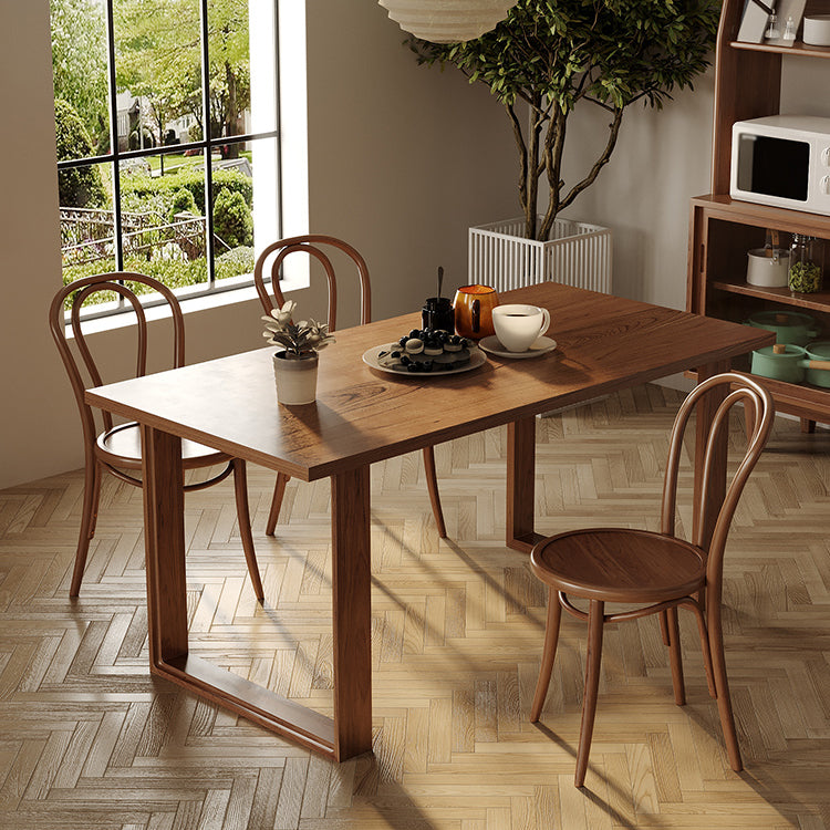 Modern 1/4/5 Pieces Rectangle Dining Set Solid Wood Dining Table with Chairs 4 Pieces: Table, 3 Wood Chairs Clearhalo 'Dining Room Sets' 'Dining Tables & Seating' 'dining_room_set' 'furn' 'furn_dining_room_set' 'Furniture' 'furniture_dining_room_set' 'Kitchen & Dining Furniture' 'kitchen&dining_furn' 'kitchen' 4612354