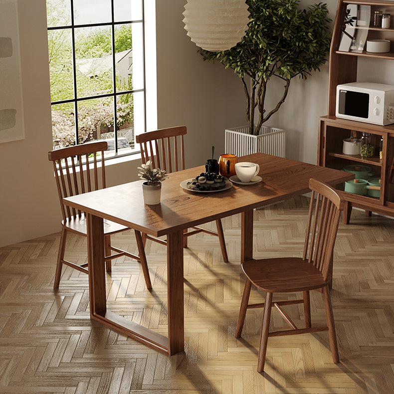 Modern 1/4/5 Pieces Rectangle Dining Set Solid Wood Dining Table with Chairs Clearhalo 'Dining Room Sets' 'Dining Tables & Seating' 'dining_room_set' 'furn' 'furn_dining_room_set' 'Furniture' 'furniture_dining_room_set' 'Kitchen & Dining Furniture' 'kitchen&dining_furn' 'kitchen' 4612367