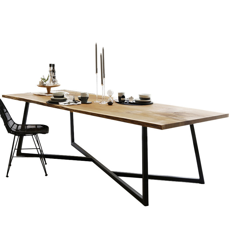 Rectangle Trestle Base Industrial Dining Table Solid Wood Fixed Table for Home Clearhalo ' dining_table' 'Dining Tables & Seating' 'Dining Tables' 'furn' 'furn_dining_table' 'Furniture' 'furniture_dining_table' 'Kitchen & Dining Furniture' 'kitchen&dining_furn' 'kitchen' 'kitchen_dining_table' 4612400