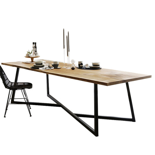 Rectangle Trestle Base Industrial Dining Table Solid Wood Fixed Table for Home Clearhalo ' dining_table' 'Dining Tables & Seating' 'Dining Tables' 'furn' 'furn_dining_table' 'Furniture' 'furniture_dining_table' 'Kitchen & Dining Furniture' 'kitchen&dining_furn' 'kitchen' 'kitchen_dining_table' 4612400