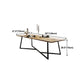 Rectangle Trestle Base Industrial Dining Table Solid Wood Fixed Table for Home Clearhalo ' dining_table' 'Dining Tables & Seating' 'Dining Tables' 'furn' 'furn_dining_table' 'Furniture' 'furniture_dining_table' 'Kitchen & Dining Furniture' 'kitchen&dining_furn' 'kitchen' 'kitchen_dining_table' 4612402