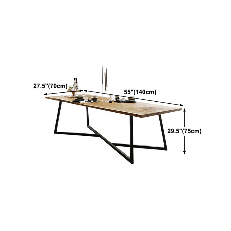 Rectangle Trestle Base Industrial Dining Table Solid Wood Fixed Table for Home Clearhalo ' dining_table' 'Dining Tables & Seating' 'Dining Tables' 'furn' 'furn_dining_table' 'Furniture' 'furniture_dining_table' 'Kitchen & Dining Furniture' 'kitchen&dining_furn' 'kitchen' 'kitchen_dining_table' 4612402