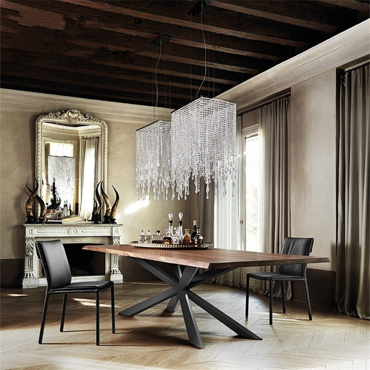 Rectangle Industrial Dining Table Solid Wood Fixed Table for Restaurant Brown 86.6"L x 35.4"W x 29.5"H Without Chairs Clearhalo ' dining_table' 'Dining Tables & Seating' 'Dining Tables' 'furn' 'furn_dining_table' 'Furniture' 'furniture_dining_table' 'Kitchen & Dining Furniture' 'kitchen&dining_furn' 'kitchen' 'kitchen_dining_table' 4612411