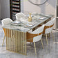 Rectangle Sintered Stone Dining Table Traditional Luxury Dining Table with Gold Frame Gray 55.1"L x 31.5"W x 29.5"H Without Chairs Clearhalo ' dining_table' 'Dining Tables & Seating' 'Dining Tables' 'furn' 'furn_dining_table' 'Furniture' 'furniture_dining_table' 'Kitchen & Dining Furniture' 'kitchen&dining_furn' 'kitchen' 'kitchen_dining_table' 4612419