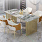 Rectangle Sintered Stone Dining Table Traditional Luxury Dining Table with Gold Frame Gray 70.9"L x 35.4"W x 29.5"H Without Chairs Clearhalo ' dining_table' 'Dining Tables & Seating' 'Dining Tables' 'furn' 'furn_dining_table' 'Furniture' 'furniture_dining_table' 'Kitchen & Dining Furniture' 'kitchen&dining_furn' 'kitchen' 'kitchen_dining_table' 4612420