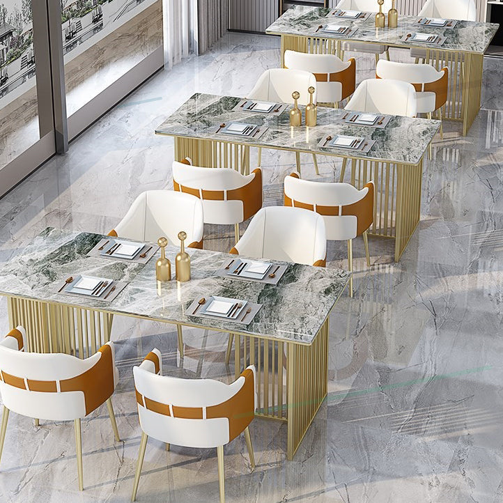 Rectangle Sintered Stone Dining Table Traditional Luxury Dining Table with Gold Frame Gray 51.2"L x 27.6"W x 29.5"H Without Chairs Clearhalo ' dining_table' 'Dining Tables & Seating' 'Dining Tables' 'furn' 'furn_dining_table' 'Furniture' 'furniture_dining_table' 'Kitchen & Dining Furniture' 'kitchen&dining_furn' 'kitchen' 'kitchen_dining_table' 4612421