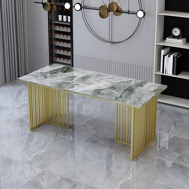 Rectangle Sintered Stone Dining Table Traditional Luxury Dining Table with Gold Frame Gray 47.2"L x 23.6"W x 29.5"H Without Chairs Clearhalo ' dining_table' 'Dining Tables & Seating' 'Dining Tables' 'furn' 'furn_dining_table' 'Furniture' 'furniture_dining_table' 'Kitchen & Dining Furniture' 'kitchen&dining_furn' 'kitchen' 'kitchen_dining_table' 4612428