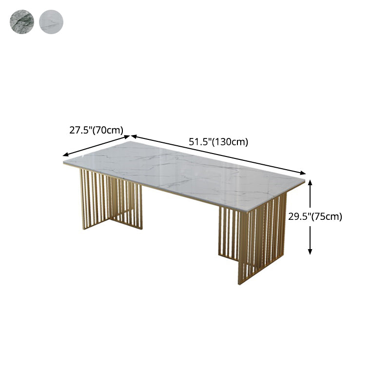 Rectangle Sintered Stone Dining Table Traditional Luxury Dining Table with Gold Frame Clearhalo ' dining_table' 'Dining Tables & Seating' 'Dining Tables' 'furn' 'furn_dining_table' 'Furniture' 'furniture_dining_table' 'Kitchen & Dining Furniture' 'kitchen&dining_furn' 'kitchen' 'kitchen_dining_table' 4612430
