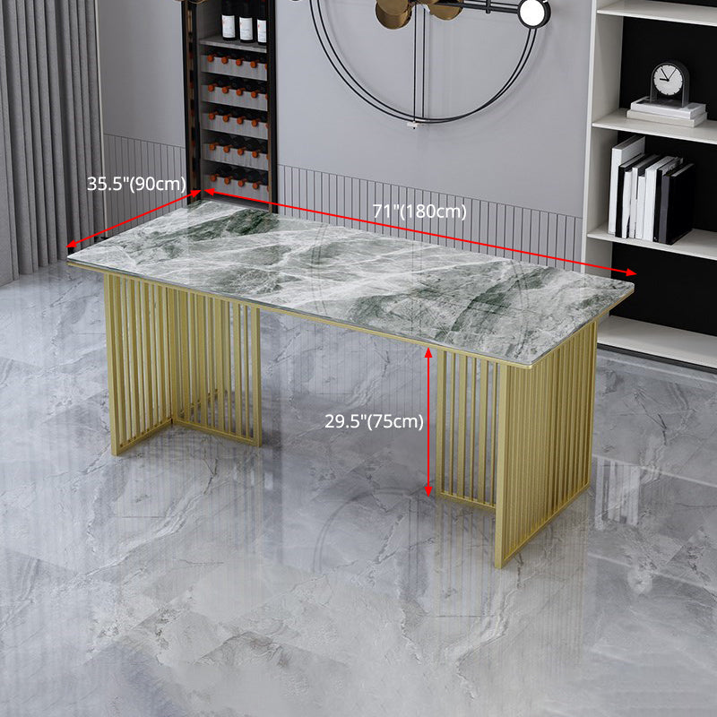 Rectangle Sintered Stone Dining Table Traditional Luxury Dining Table with Gold Frame Clearhalo ' dining_table' 'Dining Tables & Seating' 'Dining Tables' 'furn' 'furn_dining_table' 'Furniture' 'furniture_dining_table' 'Kitchen & Dining Furniture' 'kitchen&dining_furn' 'kitchen' 'kitchen_dining_table' 4612433