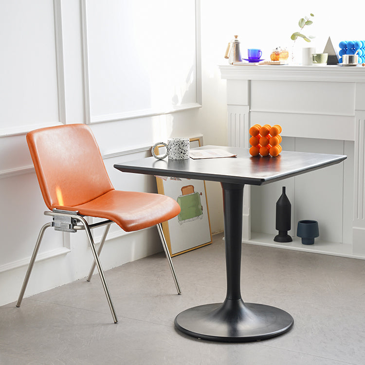 Industrial Style Dining Site Table Plastic Dining Room Collection with Tulip Base Square Black 27.6"L x 27.6"W x 27.6"H Clearhalo ' dining_table' 'Dining Tables & Seating' 'Dining Tables' 'furn' 'furn_dining_table' 'Furniture' 'furniture_dining_table' 'Kitchen & Dining Furniture' 'kitchen&dining_furn' 'kitchen' 'kitchen_dining_table' 4612434