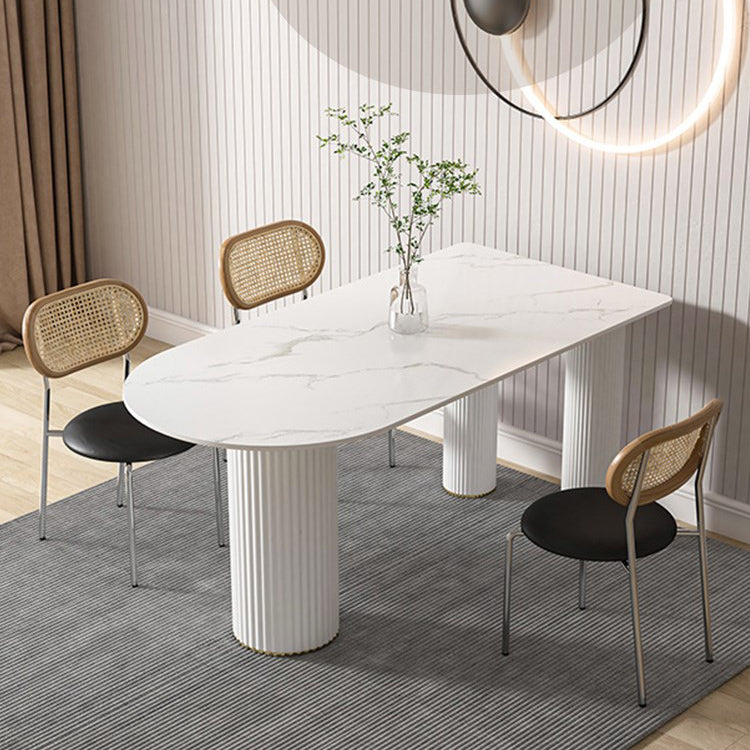 Sintered Stone Dining Table Modern Home Dining Table with Metal Base White 70.9"L x 35.4"W x 29.5"H Without Chairs Clearhalo ' dining_table' 'Dining Tables & Seating' 'Dining Tables' 'furn' 'furn_dining_table' 'Furniture' 'furniture_dining_table' 'Kitchen & Dining Furniture' 'kitchen&dining_furn' 'kitchen' 'kitchen_dining_table' 4612452