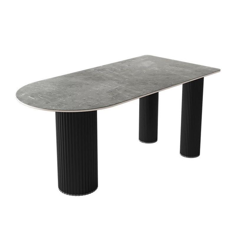Sintered Stone Dining Table Modern Home Dining Table with Metal Base Gray Without Chairs Clearhalo ' dining_table' 'Dining Tables & Seating' 'Dining Tables' 'furn' 'furn_dining_table' 'Furniture' 'furniture_dining_table' 'Kitchen & Dining Furniture' 'kitchen&dining_furn' 'kitchen' 'kitchen_dining_table' 4612456