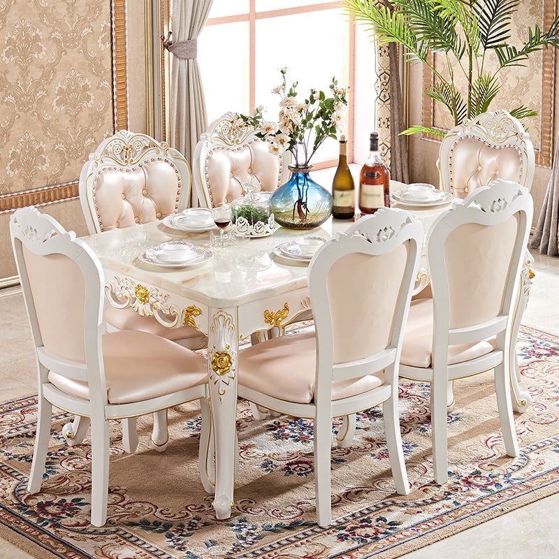 Rectangle Dining Room Collection Marble 4-foot Dining Table for Dining Room White 51.2"L x 31.5"W x 29.5"H Without Chairs Clearhalo ' dining_table' 'Dining Tables & Seating' 'Dining Tables' 'furn' 'furn_dining_table' 'Furniture' 'furniture_dining_table' 'Kitchen & Dining Furniture' 'kitchen&dining_furn' 'kitchen' 'kitchen_dining_table' 4612463