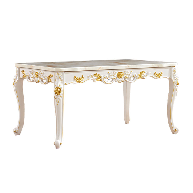 Rectangle Dining Room Collection Marble 4-foot Dining Table for Dining Room White 59.1"L x 35.4"W x 29.5"H Without Chairs Clearhalo ' dining_table' 'Dining Tables & Seating' 'Dining Tables' 'furn' 'furn_dining_table' 'Furniture' 'furniture_dining_table' 'Kitchen & Dining Furniture' 'kitchen&dining_furn' 'kitchen' 'kitchen_dining_table' 4612466