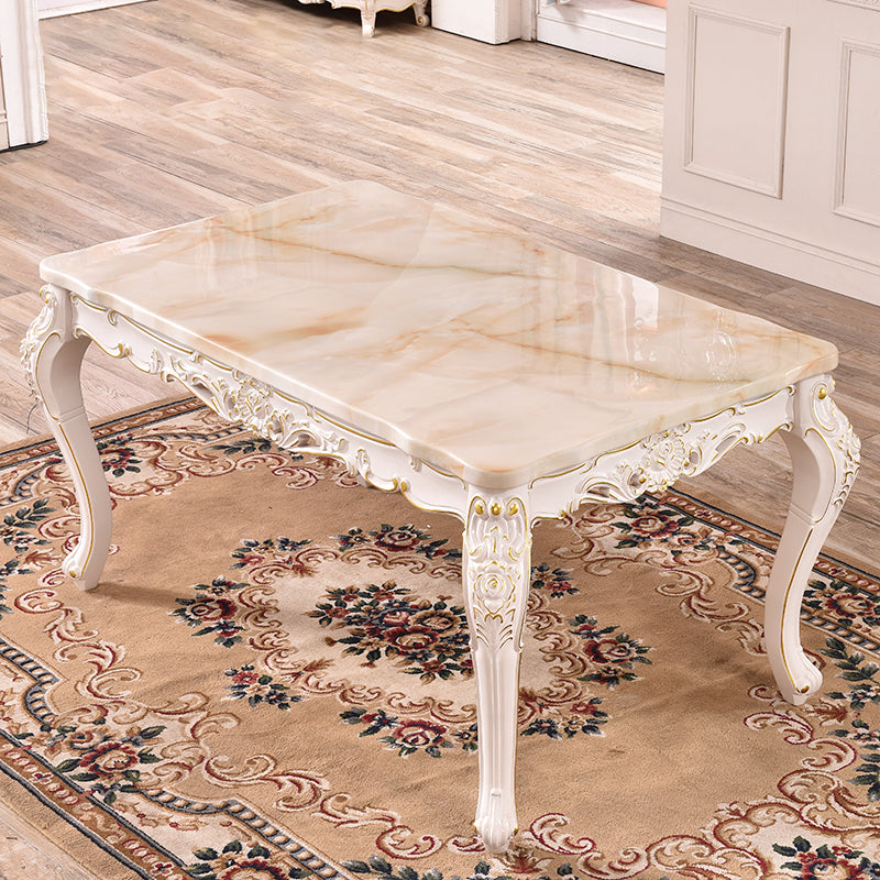 Solid Wood Base Dining Collection Rectangle Dining Table for Home Marble White 59.1"L x 35.4"W x 31.5"H Clearhalo ' dining_table' 'Dining Tables & Seating' 'Dining Tables' 'furn' 'furn_dining_table' 'Furniture' 'furniture_dining_table' 'Kitchen & Dining Furniture' 'kitchen&dining_furn' 'kitchen' 'kitchen_dining_table' 4612483