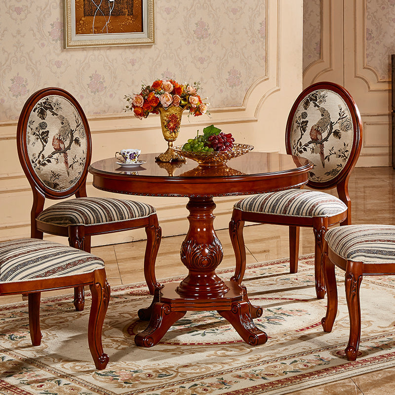 Solid Wood Victorian Round Dining Table Rubberwood Top Table for Home 31.5"L x 31.5"W x 29.5"H Four Leg Clearhalo ' dining_table' 'Dining Tables & Seating' 'Dining Tables' 'Furniture' 'furniture_dining_table' 'Kitchen & Dining Furniture' 'kitchen&dining_furn' 'kitchen' 'kitchen_dining_table' 4612510