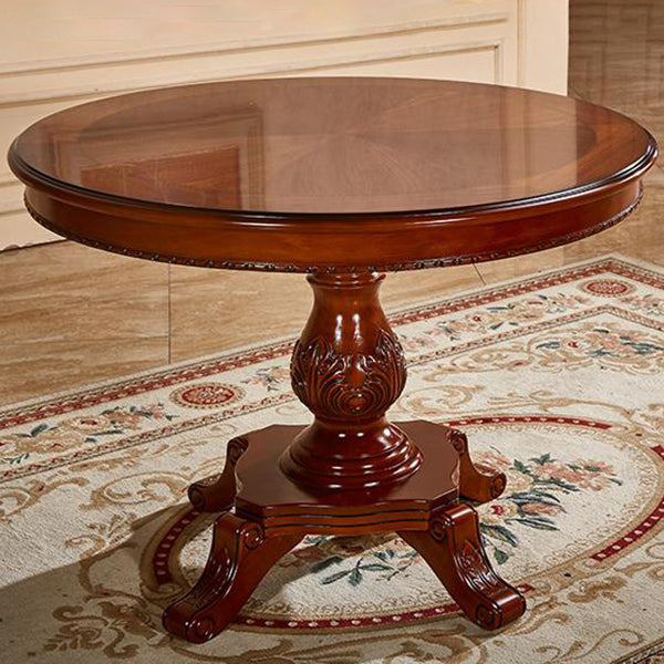 Solid Wood Victorian Round Dining Table Rubberwood Top Table for Home Clearhalo ' dining_table' 'Dining Tables & Seating' 'Dining Tables' 'Furniture' 'furniture_dining_table' 'Kitchen & Dining Furniture' 'kitchen&dining_furn' 'kitchen' 'kitchen_dining_table' 4612519