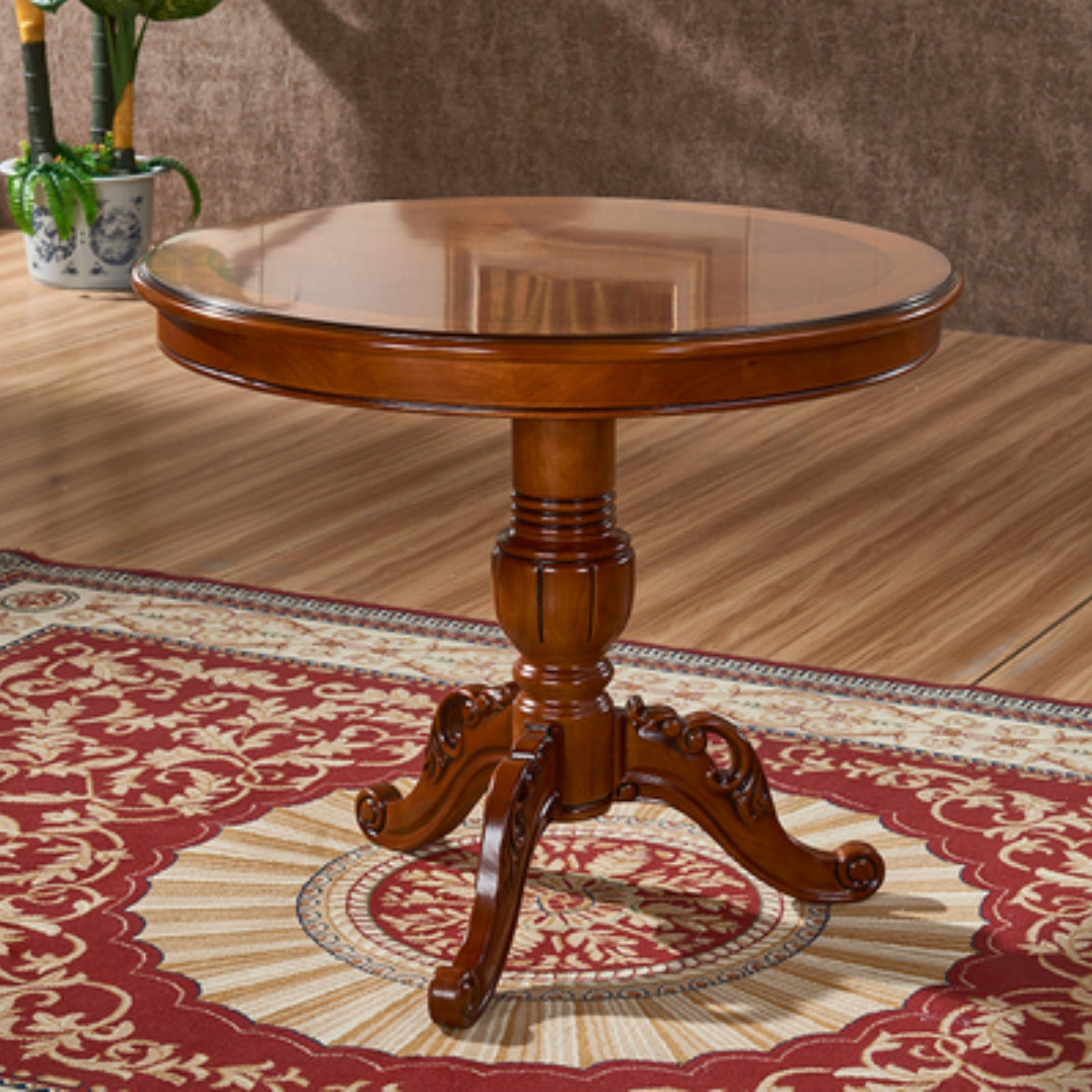 Solid Wood Victorian Round Dining Table Rubberwood Top Table for Home Clearhalo ' dining_table' 'Dining Tables & Seating' 'Dining Tables' 'Furniture' 'furniture_dining_table' 'Kitchen & Dining Furniture' 'kitchen&dining_furn' 'kitchen' 'kitchen_dining_table' 4612520