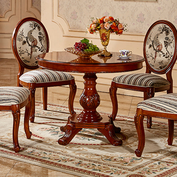 Solid Wood Victorian Round Dining Table Rubberwood Top Table for Home Clearhalo ' dining_table' 'Dining Tables & Seating' 'Dining Tables' 'Furniture' 'furniture_dining_table' 'Kitchen & Dining Furniture' 'kitchen&dining_furn' 'kitchen' 'kitchen_dining_table' 4612522