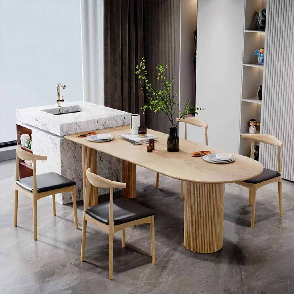 Free Form Dining Table Solid Wood Table Contemporary with 3 Legs Natural 70.9"L x 31.5"W x 29.5"H Without Chairs Clearhalo ' dining_table' 'Dining Tables & Seating' 'Dining Tables' 'furn' 'furn_dining_table' 'Furniture' 'furniture_dining_table' 'Kitchen & Dining Furniture' 'kitchen&dining_furn' 'kitchen' 'kitchen_dining_table' 4612534