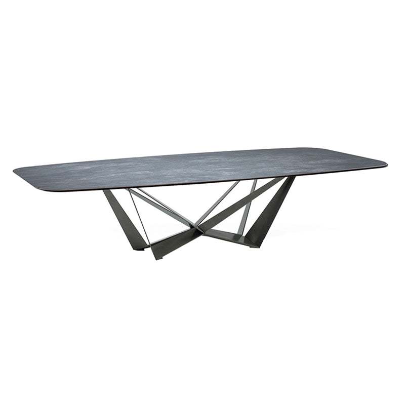 Industrial Sintered Stone Table for Restaurant Rectangle Dining Table with Black Pedestal Black Without Chairs Clearhalo ' dining_table' 'Dining Tables & Seating' 'Dining Tables' 'furn' 'furn_dining_table' 'Furniture' 'furniture_dining_table' 'Kitchen & Dining Furniture' 'kitchen&dining_furn' 'kitchen' 'kitchen_dining_table' 4612551