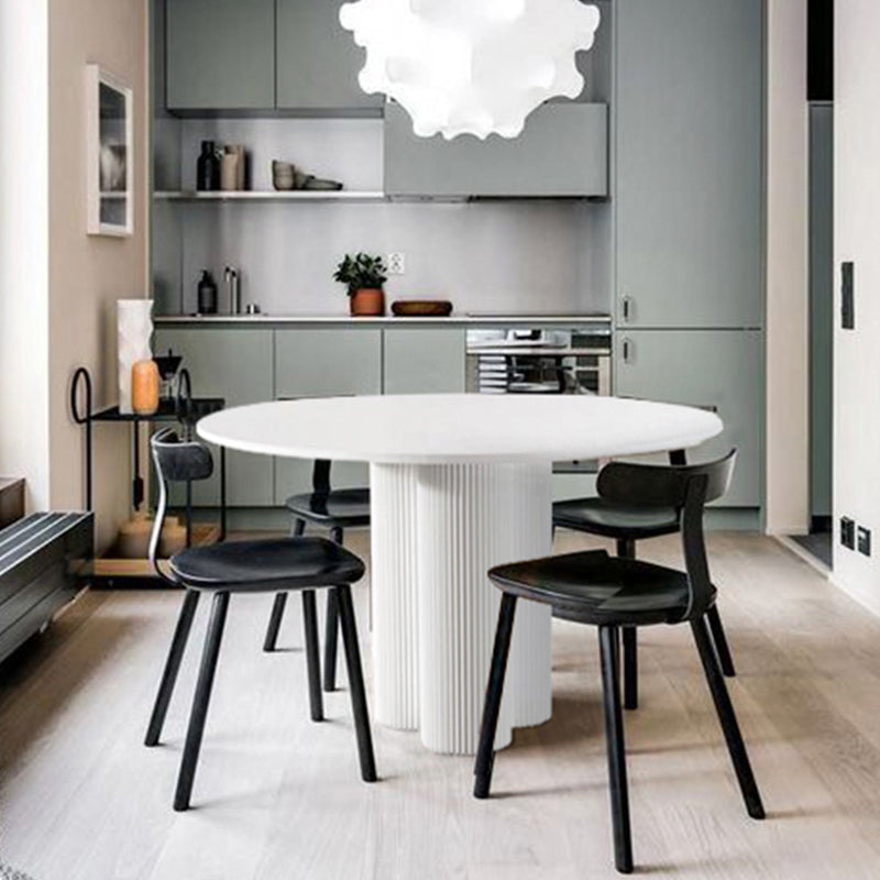 Modern Pine Wood Table for Restaurant Round Table with Pedestal Base White 31.5"L x 31.5"W x 29.5"H Without Chairs Clearhalo ' dining_table' 'Dining Tables & Seating' 'Dining Tables' 'furn' 'furn_dining_table' 'Furniture' 'furniture_dining_table' 'Kitchen & Dining Furniture' 'kitchen&dining_furn' 'kitchen' 'kitchen_dining_table' 4612558