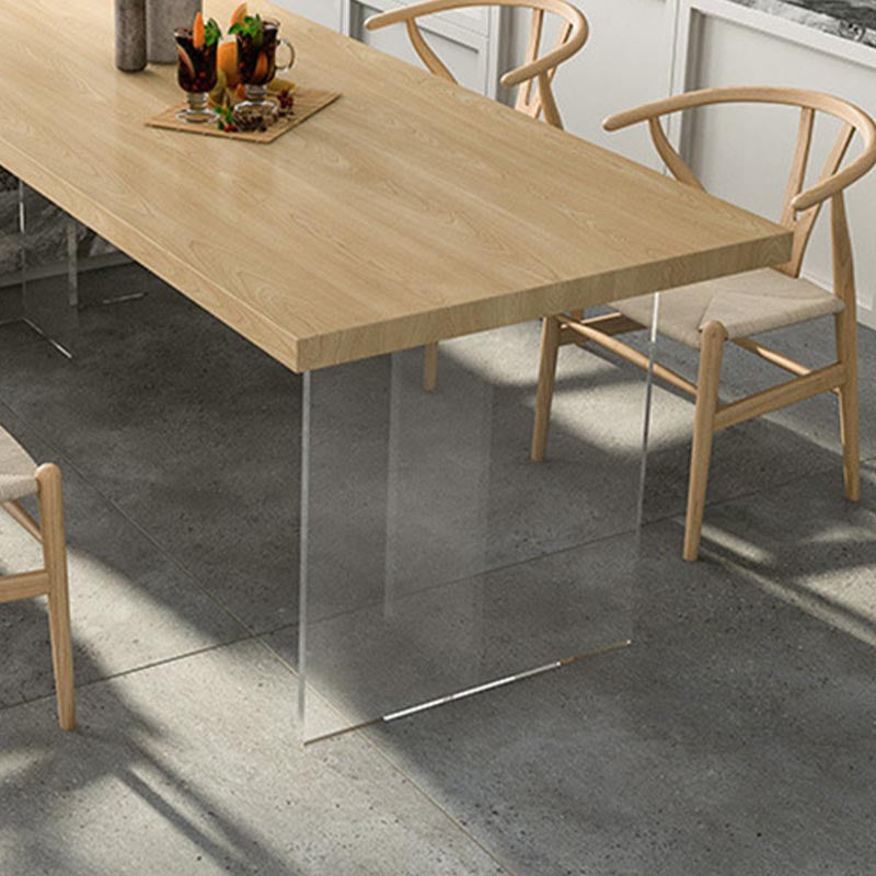 Acrylic Modern Rectangle Dining Table Matte Finish Wood Table with Double Pedestal Clearhalo ' dining_table' 'Dining Tables & Seating' 'Dining Tables' 'furn' 'furn_dining_table' 'Furniture' 'furniture_dining_table' 'Kitchen & Dining Furniture' 'kitchen&dining_furn' 'kitchen' 'kitchen_dining_table' 4612577