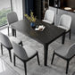 Rectangle Stone Top Dining Table Contemporary Dining Table with 4 Wood Legs Black Without Chairs Clearhalo ' dining_table' 'Dining Tables & Seating' 'Dining Tables' 'furn' 'furn_dining_table' 'Furniture' 'furniture_dining_table' 'Kitchen & Dining Furniture' 'kitchen&dining_furn' 'kitchen' 'kitchen_dining_table' 4612602