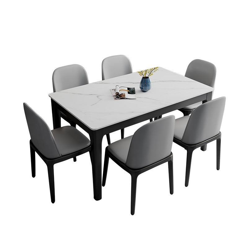 Rectangle Stone Top Dining Table Contemporary Dining Table with 4 Wood Legs Clearhalo ' dining_table' 'Dining Tables & Seating' 'Dining Tables' 'furn' 'furn_dining_table' 'Furniture' 'furniture_dining_table' 'Kitchen & Dining Furniture' 'kitchen&dining_furn' 'kitchen' 'kitchen_dining_table' 4612603