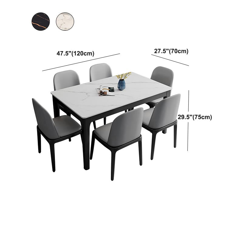 Rectangle Stone Top Dining Table Contemporary Dining Table with 4 Wood Legs Clearhalo ' dining_table' 'Dining Tables & Seating' 'Dining Tables' 'furn' 'furn_dining_table' 'Furniture' 'furniture_dining_table' 'Kitchen & Dining Furniture' 'kitchen&dining_furn' 'kitchen' 'kitchen_dining_table' 4612608