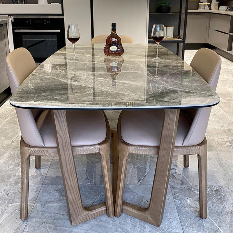 Gray Stone Top Dining Table Contemporary Dining Table with Sled Base Clearhalo ' dining_table' 'Dining Tables & Seating' 'Dining Tables' 'furn' 'furn_dining_table' 'Furniture' 'furniture_dining_table' 'Kitchen & Dining Furniture' 'kitchen&dining_furn' 'kitchen' 'kitchen_dining_table' 4612614