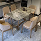 Gray Stone Top Dining Table Contemporary Dining Table with Sled Base Brown 55.1"L x 31.5"W x 29.5"H Without Chairs Clearhalo ' dining_table' 'Dining Tables & Seating' 'Dining Tables' 'furn' 'furn_dining_table' 'Furniture' 'furniture_dining_table' 'Kitchen & Dining Furniture' 'kitchen&dining_furn' 'kitchen' 'kitchen_dining_table' 4612615