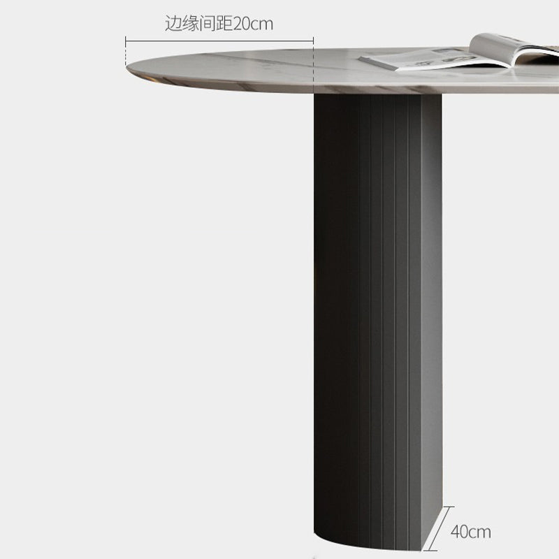 Modern Oval Dining Table Matte Finish Double Pedestal Table for Home Clearhalo 'Dining Tables & Seating' 'Dining Tables' 'dining_table' 'furn' 'furn_dining_table' 'Furniture' 'furniture_dining_table' 'Kitchen & Dining Furniture' 'kitchen' 'kitchen_dining_table' 4612672_1aec6f6d-ced9-44a5-ac9e-9c65ccc2d12b