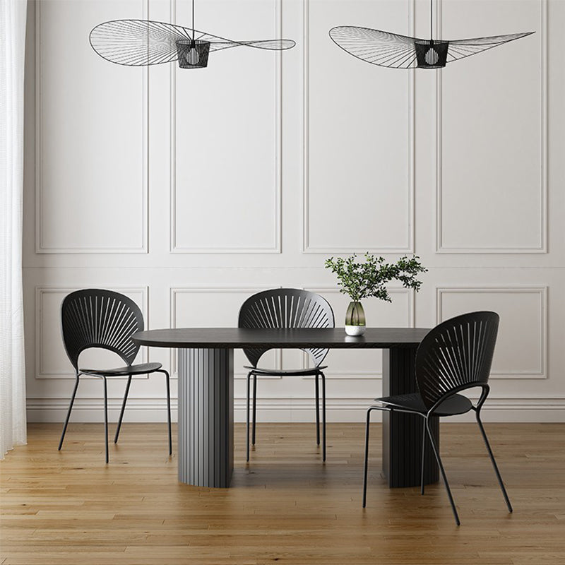Modern Oval Dining Table Matte Finish Double Pedestal Table for Home Clearhalo 'Dining Tables & Seating' 'Dining Tables' 'dining_table' 'furn' 'furn_dining_table' 'Furniture' 'furniture_dining_table' 'Kitchen & Dining Furniture' 'kitchen' 'kitchen_dining_table' 4612675_71d2c6dc-9950-44f9-97dc-6aaeeb9d172c