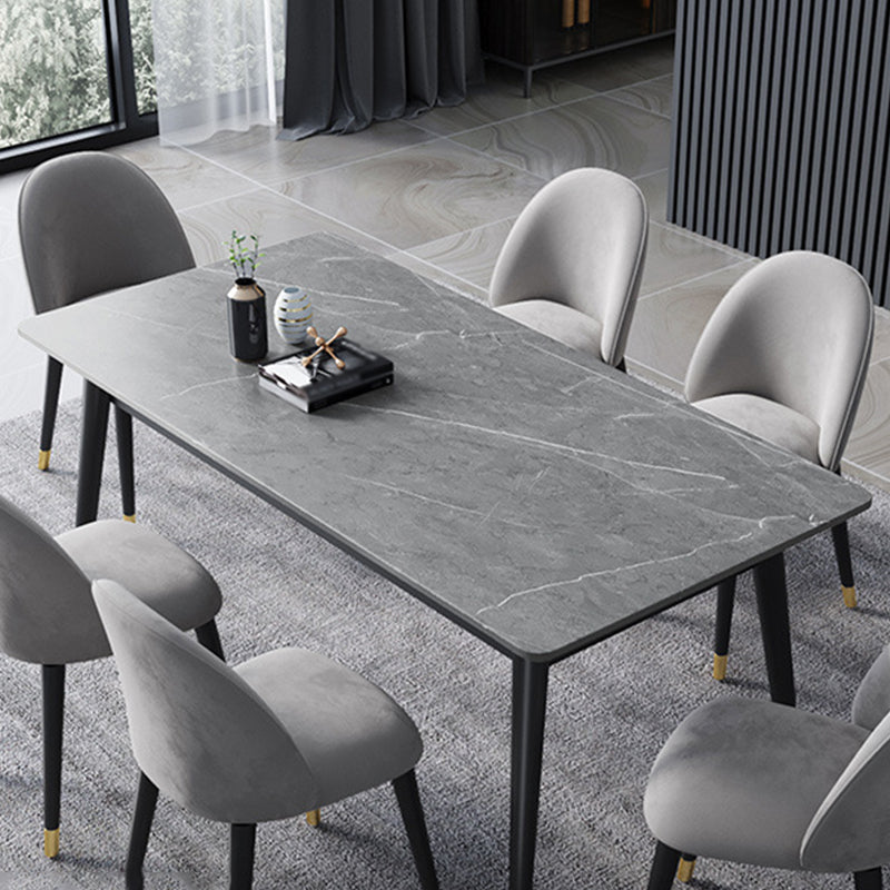 Stone Modern Rectangle Dining Table Matte Finish 4 Legs Table for Home Gray 55.1"L x 31.5"W x 29.5"H Without Chairs Clearhalo ' dining_table' 'Dining Tables & Seating' 'Dining Tables' 'furn' 'furn_dining_table' 'Furniture' 'furniture_dining_table' 'Kitchen & Dining Furniture' 'kitchen&dining_furn' 'kitchen' 'kitchen_dining_table' 4612684