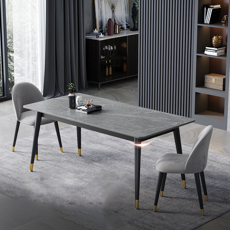 Stone Modern Rectangle Dining Table Matte Finish 4 Legs Table for Home Gray 63"L x 31.5"W x 29.5"H Without Chairs Clearhalo ' dining_table' 'Dining Tables & Seating' 'Dining Tables' 'furn' 'furn_dining_table' 'Furniture' 'furniture_dining_table' 'Kitchen & Dining Furniture' 'kitchen&dining_furn' 'kitchen' 'kitchen_dining_table' 4612686