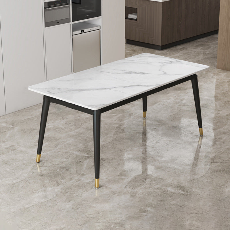 Stone Modern Rectangle Dining Table Matte Finish 4 Legs Table for Home White Without Chairs Clearhalo ' dining_table' 'Dining Tables & Seating' 'Dining Tables' 'furn' 'furn_dining_table' 'Furniture' 'furniture_dining_table' 'Kitchen & Dining Furniture' 'kitchen&dining_furn' 'kitchen' 'kitchen_dining_table' 4612697