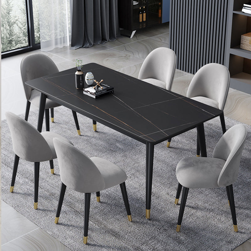 Stone Modern Rectangle Dining Table Matte Finish 4 Legs Table for Home Black Without Chairs Clearhalo ' dining_table' 'Dining Tables & Seating' 'Dining Tables' 'furn' 'furn_dining_table' 'Furniture' 'furniture_dining_table' 'Kitchen & Dining Furniture' 'kitchen&dining_furn' 'kitchen' 'kitchen_dining_table' 4612698
