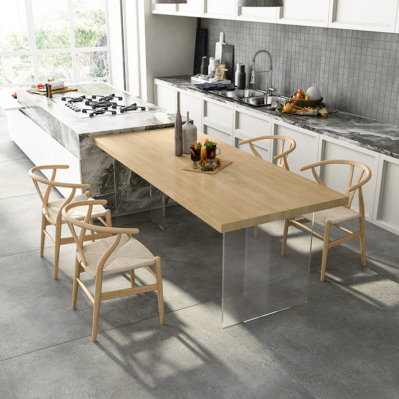 Pine Wood Top Table Traditional Luxury Dining Table with Double Pedestal Base Natural 63"L x 27.6"W x 29.5"H Without Chairs Clearhalo ' dining_table' 'Dining Tables & Seating' 'Dining Tables' 'furn' 'furn_dining_table' 'Furniture' 'furniture_dining_table' 'Kitchen & Dining Furniture' 'kitchen&dining_furn' 'kitchen' 'kitchen_dining_table' 4612703