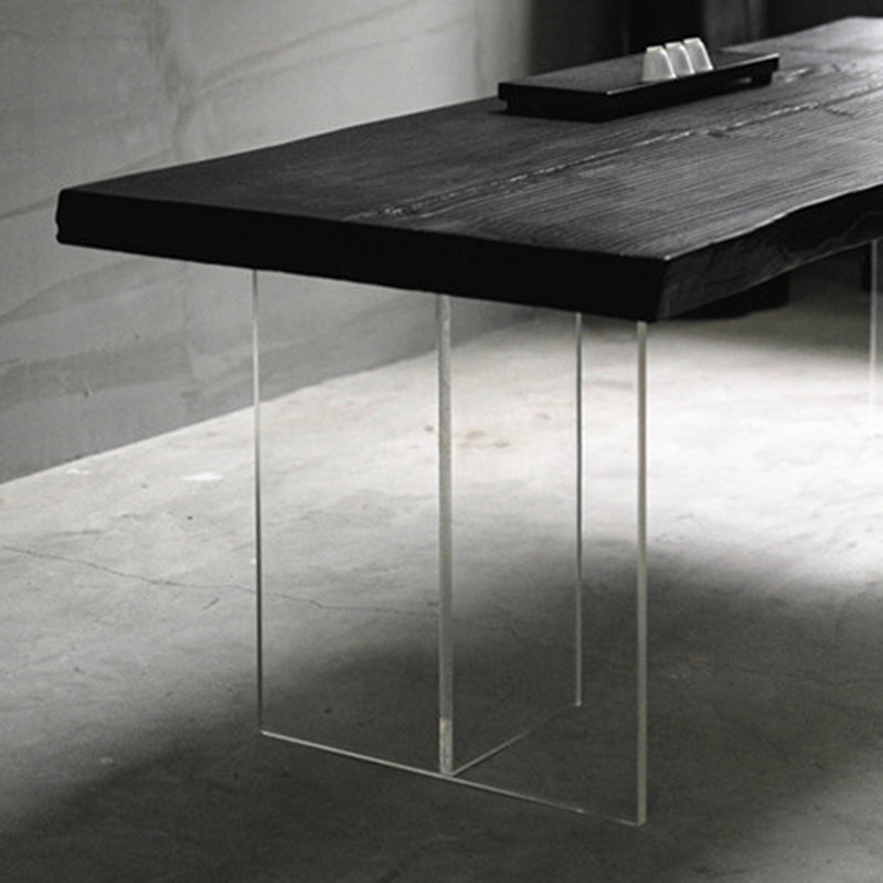 Pine Wood Top Dining Table Contemporary Rectangle Dining Table with Double Pedestal Base Clearhalo ' dining_table' 'Dining Tables & Seating' 'Dining Tables' 'furn' 'furn_dining_table' 'Furniture' 'furniture_dining_table' 'Kitchen & Dining Furniture' 'kitchen&dining_furn' 'kitchen' 'kitchen_dining_table' 4612729