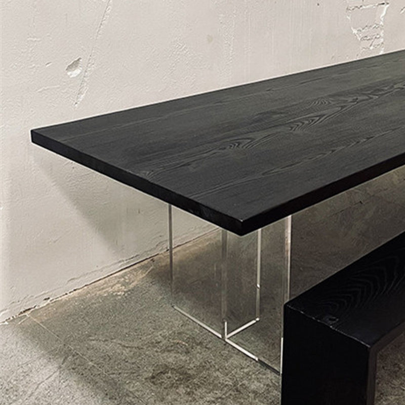 Pine Wood Top Dining Table Contemporary Rectangle Dining Table with Double Pedestal Base Clearhalo ' dining_table' 'Dining Tables & Seating' 'Dining Tables' 'furn' 'furn_dining_table' 'Furniture' 'furniture_dining_table' 'Kitchen & Dining Furniture' 'kitchen&dining_furn' 'kitchen' 'kitchen_dining_table' 4612731