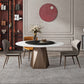 Stone Top Dining Table Contemporary Dining Table with Brown Pedestal Base White-Black 47.2"L x 47.2"W x 29.5"H Without Chairs Clearhalo ' dining_table' 'Dining Tables & Seating' 'Dining Tables' 'furn' 'furn_dining_table' 'Furniture' 'furniture_dining_table' 'Kitchen & Dining Furniture' 'kitchen&dining_furn' 'kitchen' 'kitchen_dining_table' 4612743