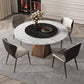 Stone Top Dining Table Contemporary Dining Table with Brown Pedestal Base White-Black 63"L x 63"W x 29.5"H Without Chairs Clearhalo ' dining_table' 'Dining Tables & Seating' 'Dining Tables' 'furn' 'furn_dining_table' 'Furniture' 'furniture_dining_table' 'Kitchen & Dining Furniture' 'kitchen&dining_furn' 'kitchen' 'kitchen_dining_table' 4612746