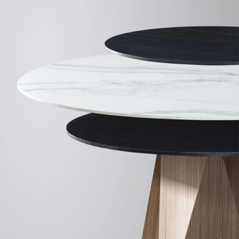 Stone Top Dining Table Contemporary Dining Table with Brown Pedestal Base Clearhalo ' dining_table' 'Dining Tables & Seating' 'Dining Tables' 'furn' 'furn_dining_table' 'Furniture' 'furniture_dining_table' 'Kitchen & Dining Furniture' 'kitchen&dining_furn' 'kitchen' 'kitchen_dining_table' 4612749