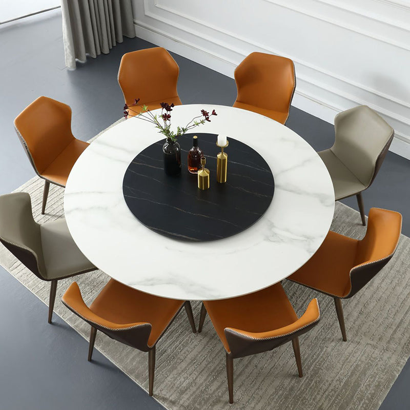 Stone Top Dining Table Contemporary Dining Table with Brown Pedestal Base Clearhalo ' dining_table' 'Dining Tables & Seating' 'Dining Tables' 'furn' 'furn_dining_table' 'Furniture' 'furniture_dining_table' 'Kitchen & Dining Furniture' 'kitchen&dining_furn' 'kitchen' 'kitchen_dining_table' 4612756