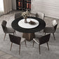 Stone Top Dining Table Contemporary Dining Table with Brown Pedestal Base Black Without Chairs Clearhalo ' dining_table' 'Dining Tables & Seating' 'Dining Tables' 'furn' 'furn_dining_table' 'Furniture' 'furniture_dining_table' 'Kitchen & Dining Furniture' 'kitchen&dining_furn' 'kitchen' 'kitchen_dining_table' 4612757